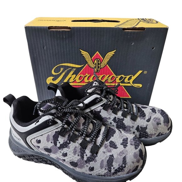 Thorogood Composite Safety Toe Sneakers Gray Camo Mens 7.5 W Wide - Picture 1 of 12
